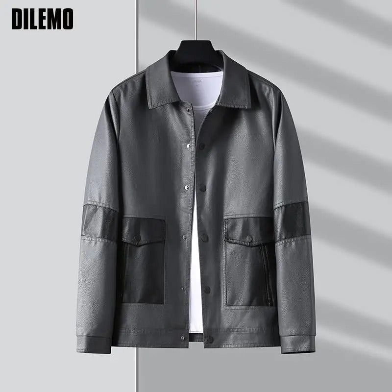 Top Grade New Brand Designer Streetwear Casual FashionClassic Faux Pu Fashion Leather Jacket Biker Men Coats Mens Clothing 2023