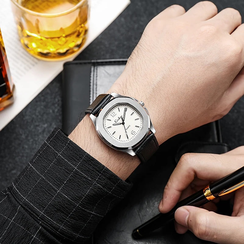 New Casual Leather Strap Men Sports Watch Quartz Elegant Men's Wristwatch Relogio Masculino reloj hombre Montre Homme Saat