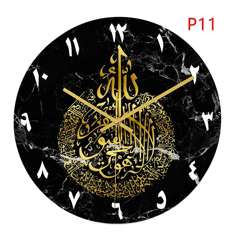 1pc Acrylic Mirror Decorative Clock Islamic Calligraphy Decoration Silent Wall Decor Home Clock Clock Wall 3d Pendulum