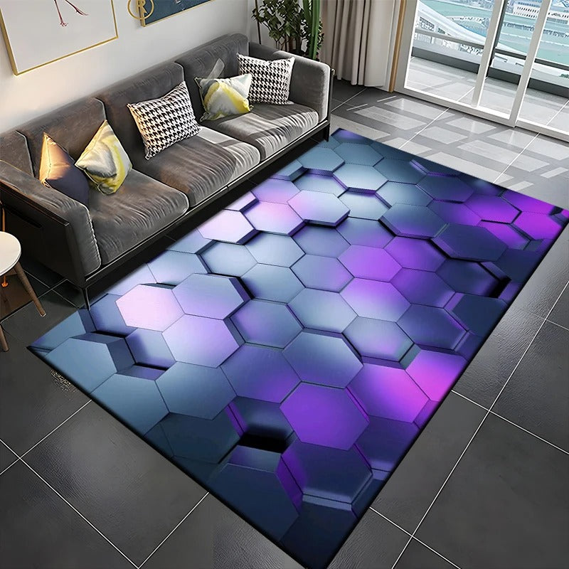 3D Abstract Mirror Geometric Illusion Large Area Rug Carpet for Home for Living Room Bedroom Sofa Decor Floor Kids Play Mat Gift