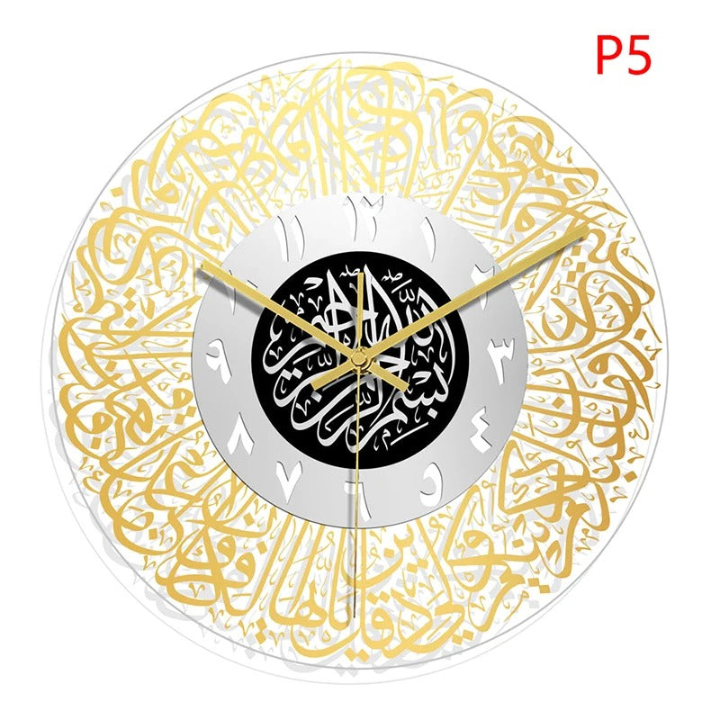 1pc Acrylic Mirror Decorative Clock Islamic Calligraphy Decoration Silent Wall Decor Home Clock Clock Wall 3d Pendulum