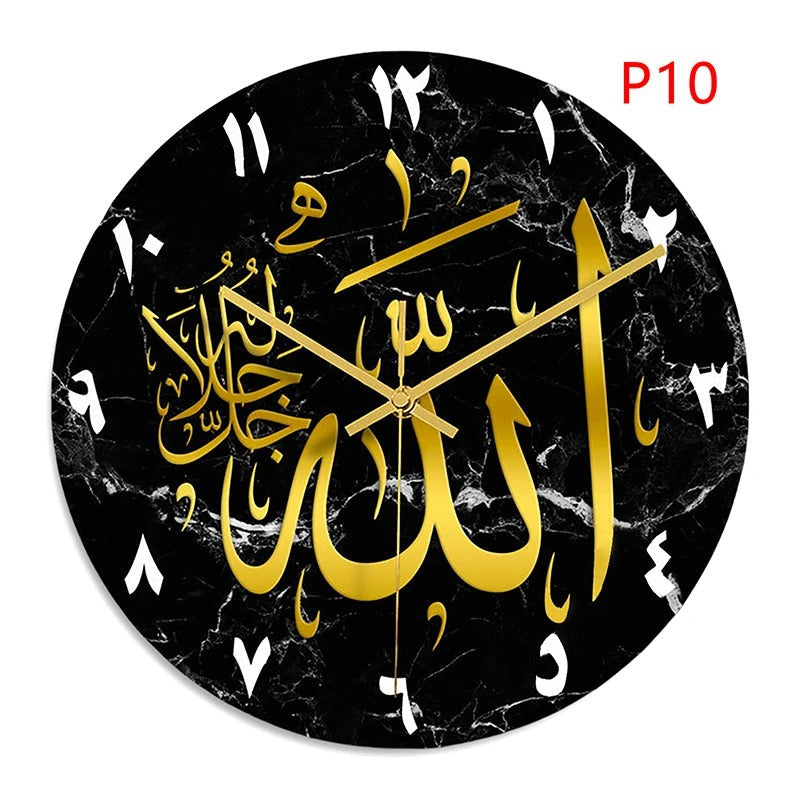 1pc Acrylic Mirror Decorative Clock Islamic Calligraphy Decoration Silent Wall Decor Home Clock Clock Wall 3d Pendulum