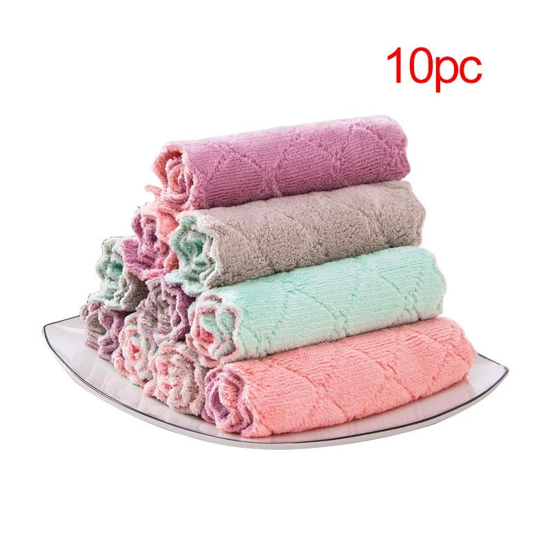 5/10PC Kitchen Accessories Super Absorbent Microfiber Dish Cloth Tableware Household Cleaning Towel Kitchen Tools Gadget ALI253