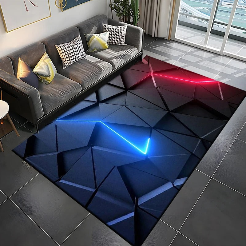 3D Abstract Mirror Geometric Illusion Large Area Rug Carpet for Home for Living Room Bedroom Sofa Decor Floor Kids Play Mat Gift