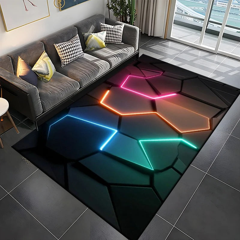 3D Abstract Mirror Geometric Illusion Large Area Rug Carpet for Home for Living Room Bedroom Sofa Decor Floor Kids Play Mat Gift