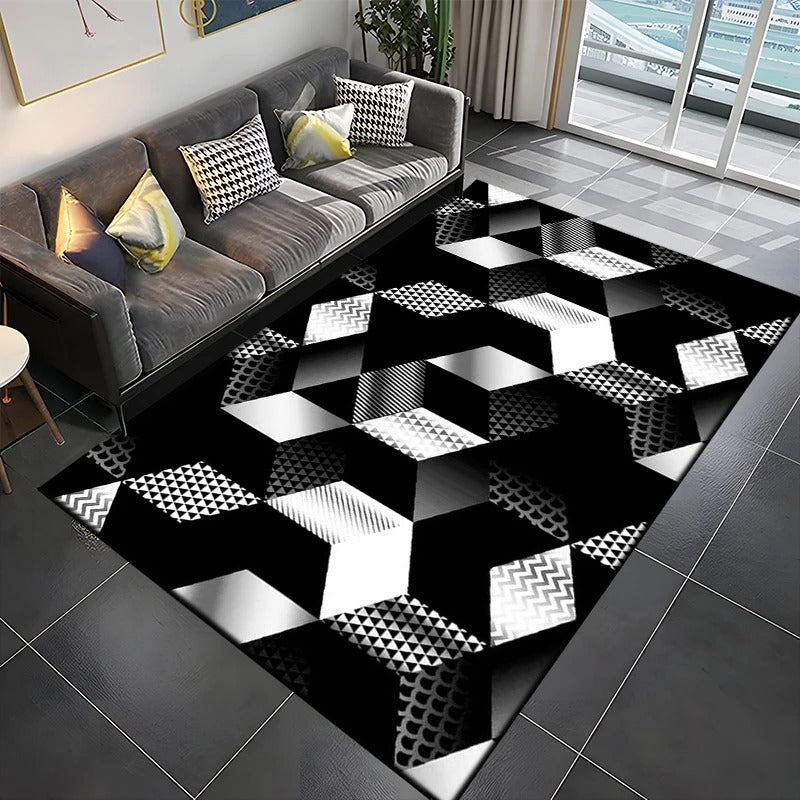 3D Abstract Mirror Geometric Illusion Large Area Rug Carpet for Home for Living Room Bedroom Sofa Decor Floor Kids Play Mat Gift