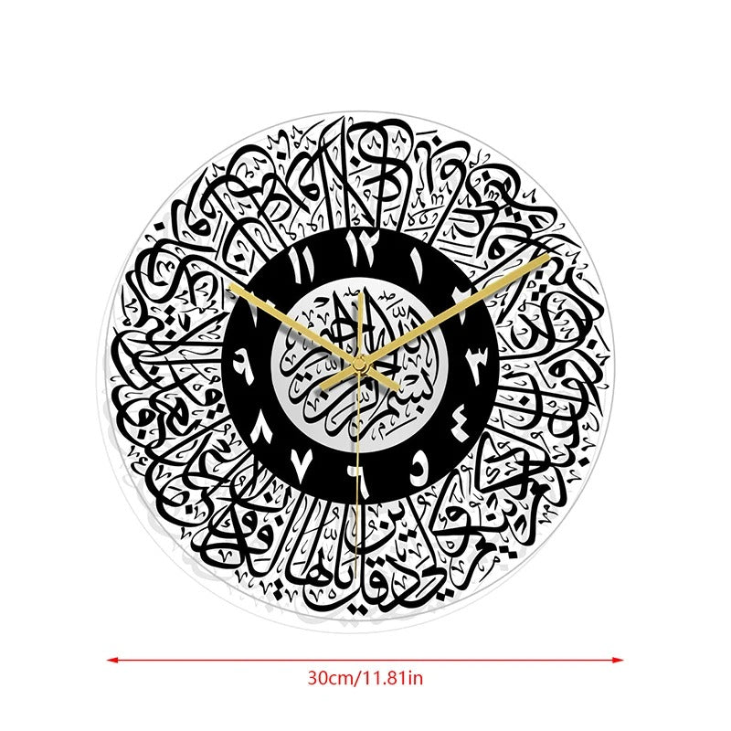 1pc Acrylic Mirror Decorative Clock Islamic Calligraphy Decoration Silent Wall Decor Home Clock Clock Wall 3d Pendulum