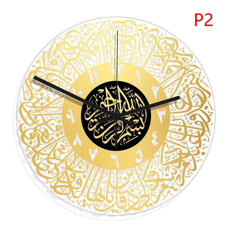 1pc Acrylic Mirror Decorative Clock Islamic Calligraphy Decoration Silent Wall Decor Home Clock Clock Wall 3d Pendulum