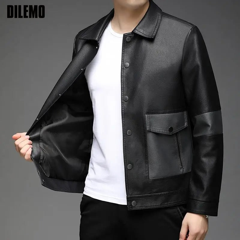 Top Grade New Brand Designer Streetwear Casual FashionClassic Faux Pu Fashion Leather Jacket Biker Men Coats Mens Clothing 2023