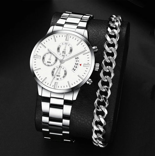 New Hot Watches Fashion Men Stainless Steel Watch Luxury Calendar Quartz Wristwatch Business Watches Man Clock Relogio Masculino