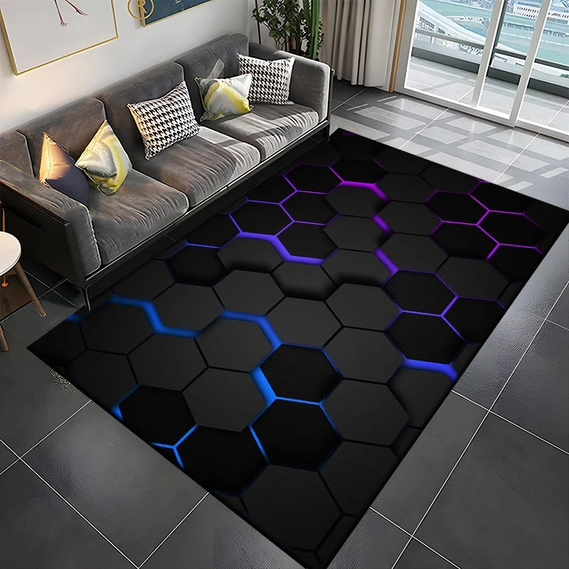 3D Abstract Mirror Geometric Illusion Large Area Rug Carpet for Home for Living Room Bedroom Sofa Decor Floor Kids Play Mat Gift