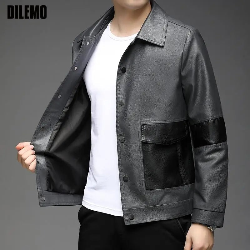 Top Grade New Brand Designer Streetwear Casual FashionClassic Faux Pu Fashion Leather Jacket Biker Men Coats Mens Clothing 2023