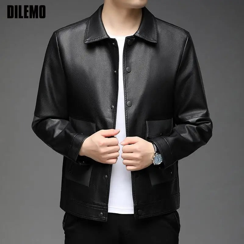 Top Grade New Brand Designer Streetwear Casual FashionClassic Faux Pu Fashion Leather Jacket Biker Men Coats Mens Clothing 2023