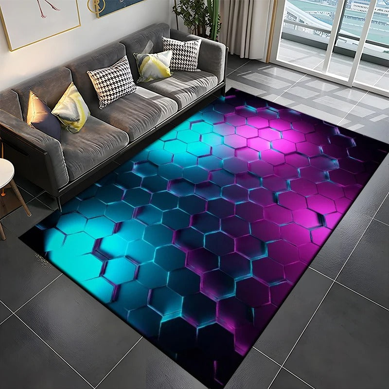 3D Abstract Mirror Geometric Illusion Large Area Rug Carpet for Home for Living Room Bedroom Sofa Decor Floor Kids Play Mat Gift