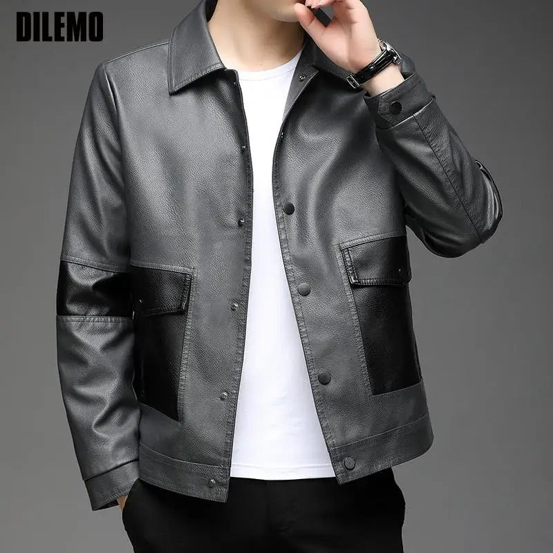 Top Grade New Brand Designer Streetwear Casual FashionClassic Faux Pu Fashion Leather Jacket Biker Men Coats Mens Clothing 2023