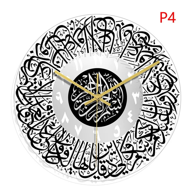 1pc Acrylic Mirror Decorative Clock Islamic Calligraphy Decoration Silent Wall Decor Home Clock Clock Wall 3d Pendulum